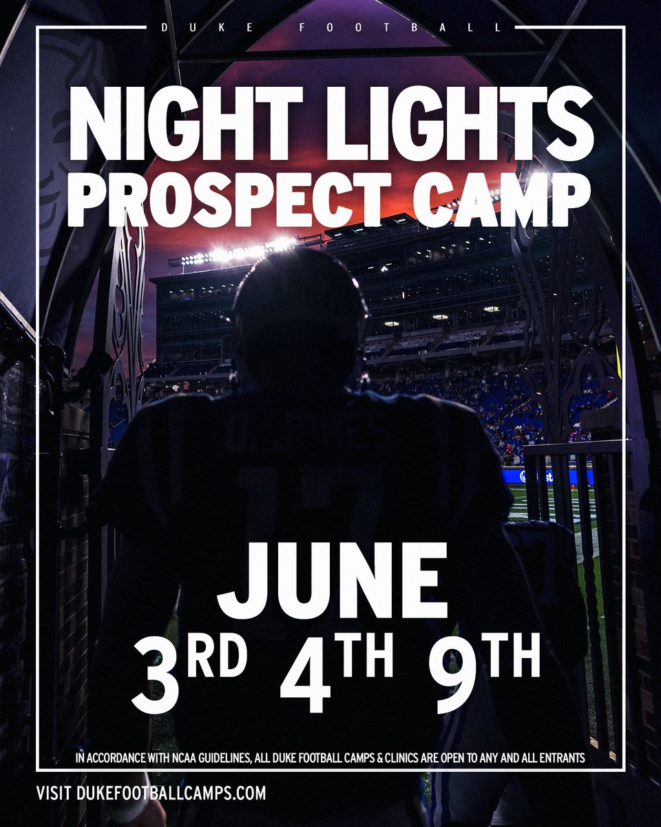 Under the lights 👀 Sign up at dukefootballcamps.com 😈