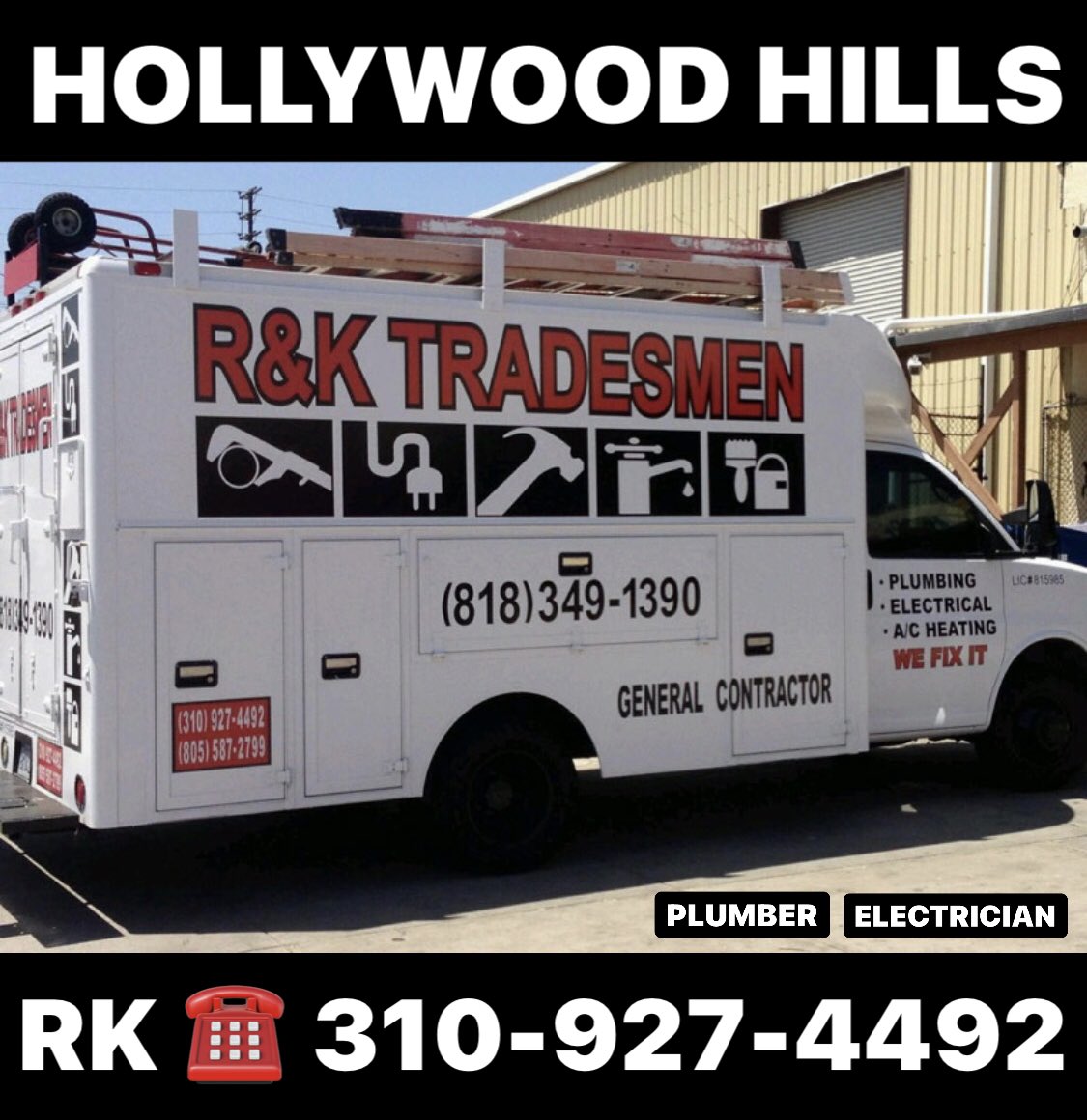 RKTRADESMEN's tweet photo. #HOLLYWOODHANDYMAN #LOSANGELESHANDYMAN #HANDYMAN #PLUMBER #ELECTRICIAN #WestLA #LosAngeles #Burbank #BeverlyHills #WestHollywood #Malibu #Tarzana #StudioCity #Encino #TolucaLake #CanogaPark #HiddenHills #PorterRanch #GranadaHills #CanyonCountry #WestHills #Reseda #ShermanOaks #RK https://t.co/YNekJlJNYE