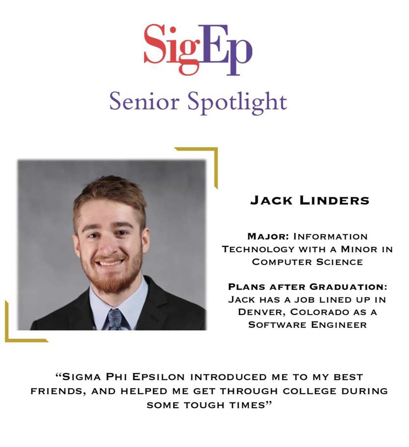 Our Senior Spotlight today is Jack Linders!

We wish you the best and are excited to see where your career takes you!