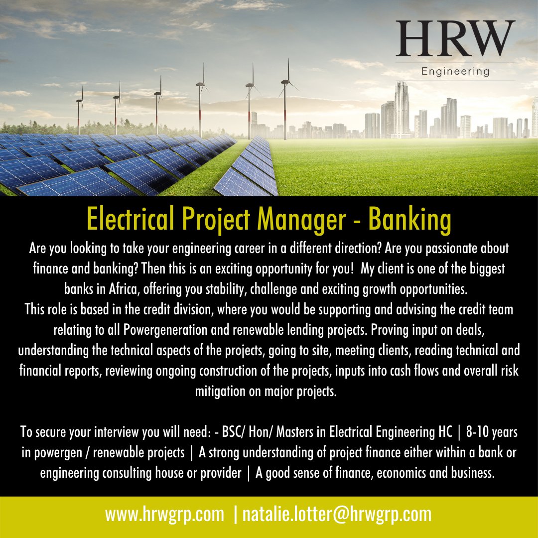 EngineeringHrw's tweet image. #engineering #Electrical #projectmanager #banking #power #renewable