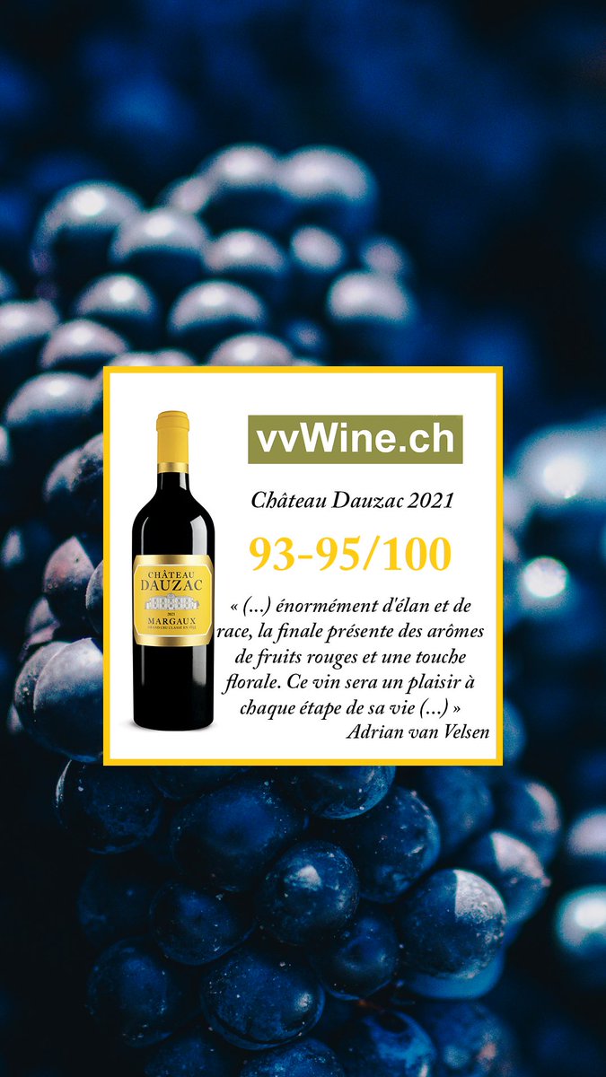 Merci à <a href="/vvWineTweet/">Adrian van Velsen</a> pour cette jolie note de notre millésime 2021 du Château Dauzac. 

#chateaudauzac #millesime2021 #2021vintage #winelovers #winetasting