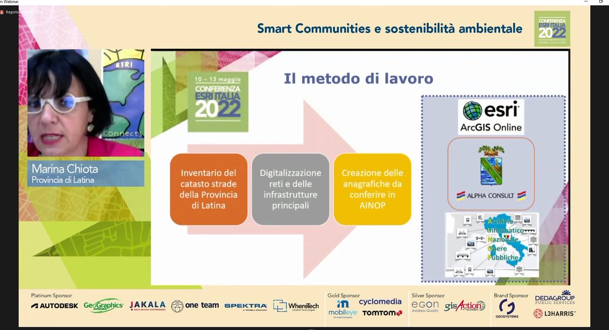 Esriitalia's tweet photo. #conesri2022 #Smartcommunities e #sostenibilità ambientale: Applicazione Web #GIS per l'anagrafe #AINOP della Provincia di #Latina - presenta Marina Chiota @provlatina #thescienceofwhere #Esriitalia https://t.co/r7ULHbyG6J