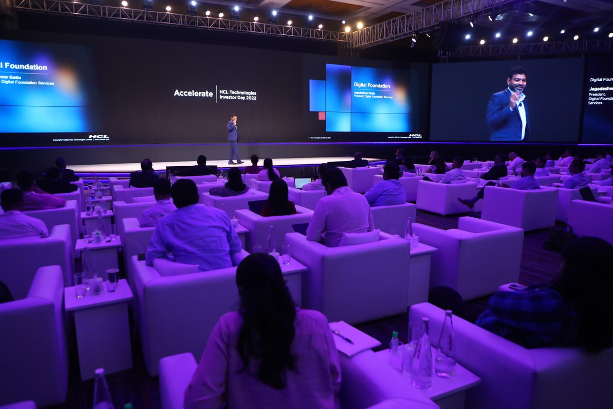hcltech's tweet photo. Jagadeshwar Gattu, President, Digital Foundation Services, highlights how 40% of the G100 trust @hcltech to provide the bedrock of their digital transformation and drive their journey to the cloud - across their security, networks and digital workplace requirements
#HCLAccelerate https://t.co/4F6U66w7AV