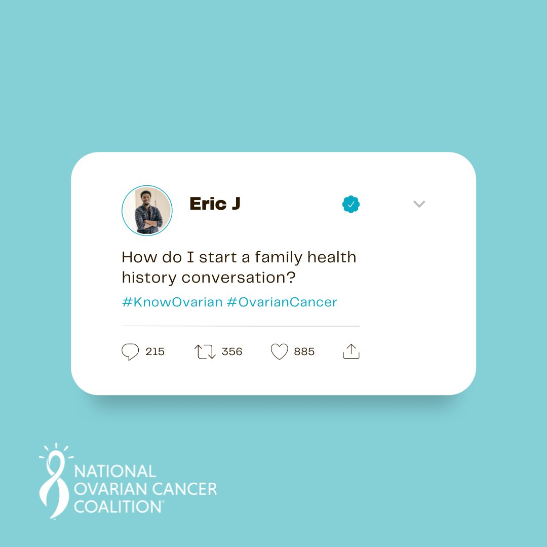 NOCCNational's tweet photo. An important part of understanding your #ovariancancer risk is to know your family health history. Are you ready to talk about it? Download our Talk about It Tip Sheet today and get the conversation started! #sharethesigns #KnowOvarian
https://t.co/cuJYlO7rb3 https://t.co/ryNNBpjimH