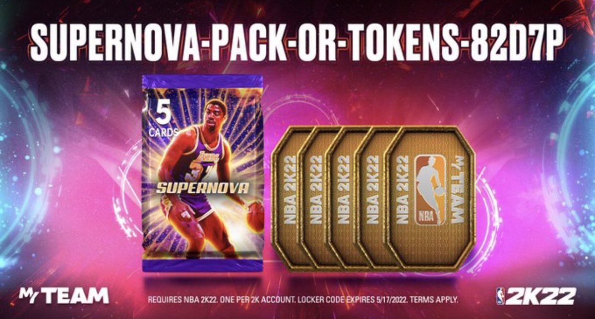 2k22lockercode_'s tweet image. #lockercode #2k22 🚨 Use this code for Supernova Pack or 5 tokens.

Available for one week
