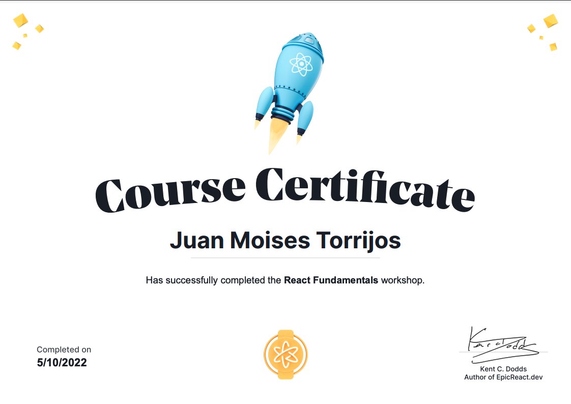 MoiTorrijos's tweet image. I've used React for years, but I never miss an opportunity to fine tune my knowledge of the fundamentals. Great work @kentcdodds and team. #epicreact #reactjs #reactfundamentals