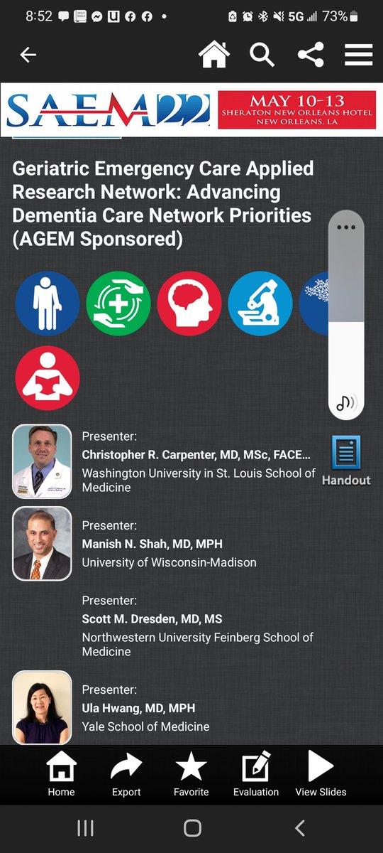 Great session from <a href="/AGEM_SAEM/">AGEM</a> about research needs identified for ED Dementia care with gearnetwork.org #SAEM22 #dementiacare