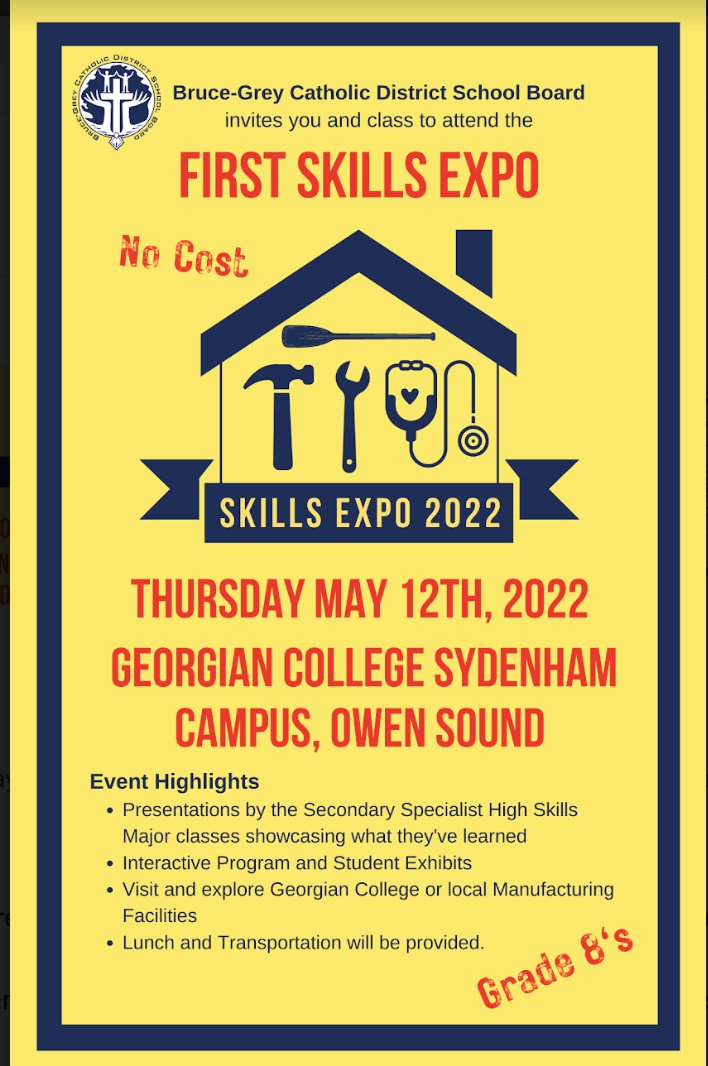 We are so excited for our Grade 8 students to participate in the first ever Skilled Trades Expo! <a href="/BGCDSB/">Bruce Grey Catholic</a> <a href="/paulettelippert/">Paulette Lippert 🇨🇦</a> @brandon_koebel <a href="/ErikaWerger/">Erika Werger</a>