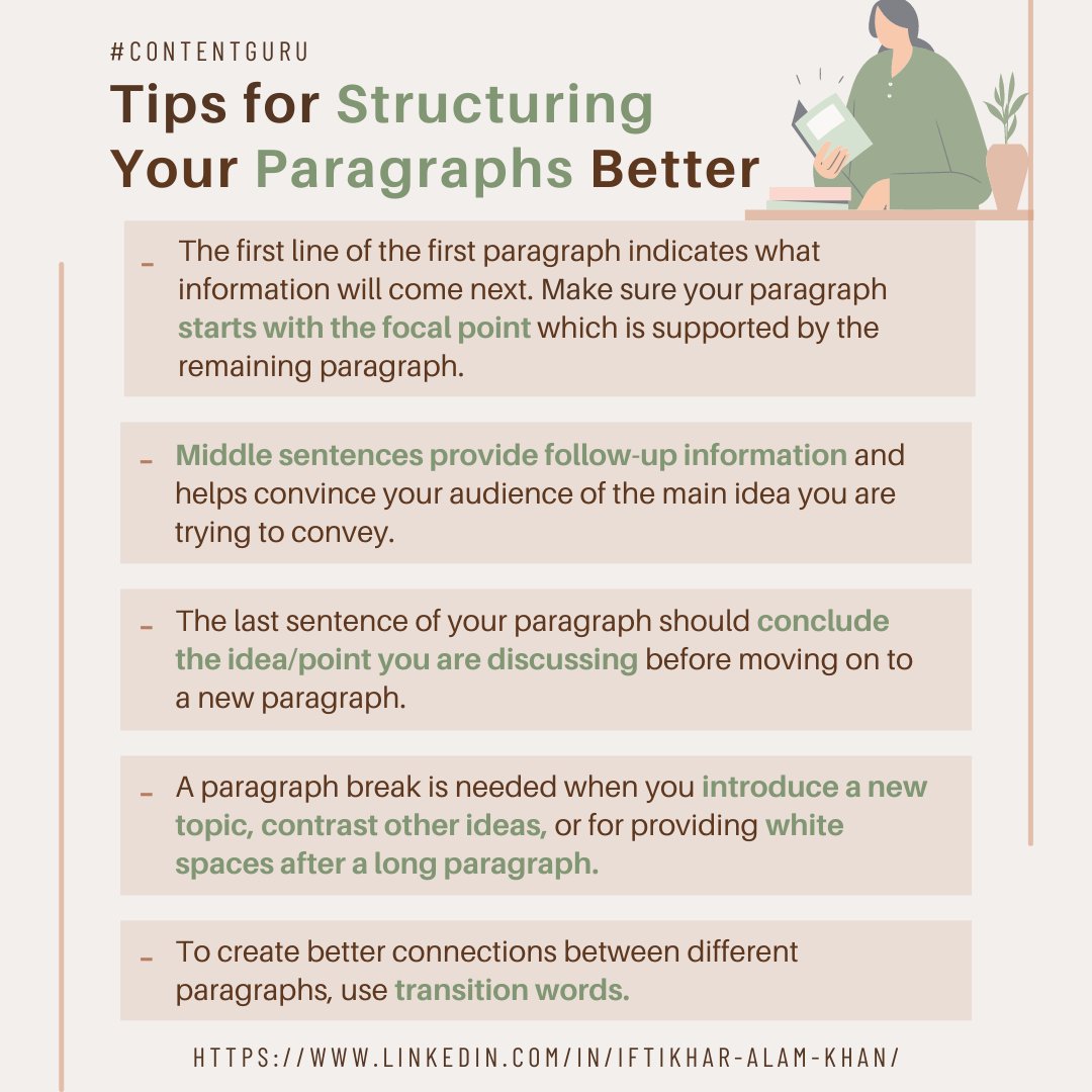 miftikharalam7's tweet photo. Here are a few tips to help you structure your paragraphs better.

Join me:
LinkedIn: https://t.co/EGPOj2lqLS
Facebook: https://t.co/CO1qAX8TIQ
Instagram: https://t.co/YJtfkAzarI 
        
#contentguru #contentwriters #contentwriting #contenttips #contentwritingtips https://t.co/44DaspMQ7A