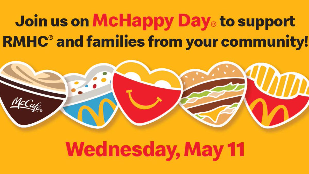 It's McHappy Day!!

Today's purchases support Ronald McDonald House Charities and other local children's charities across Canada.

#support @RMHC