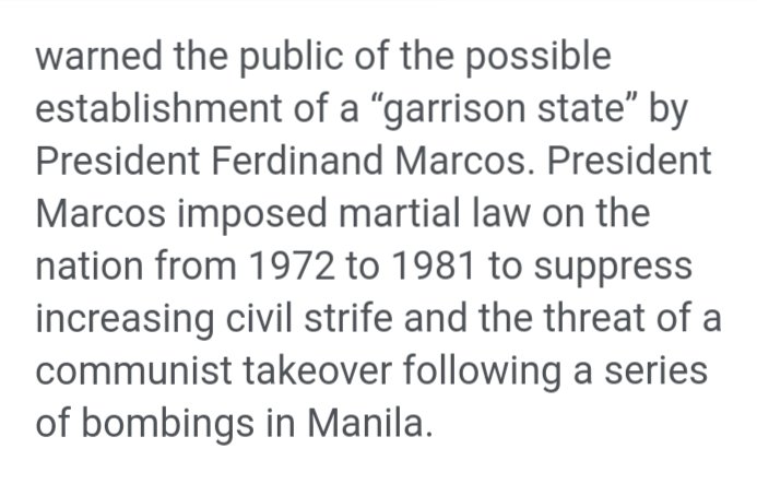 BOBOKATANGA22's tweet photo. @leilaalcasid Yan po ang purpose ng martial law, kung hindi niyo pa po alam. Kayo nalang po ang mag research kung bakit may mga inosenteng nadamay sa martial law. kapagod kayo HAHAHAHAHA https://t.co/jZVOWk45I1