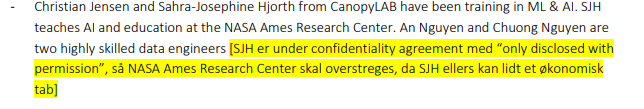 Når man læser svaret fra @Canopy_LAB til @frihedsbrevet - så stemmer det ikke med svaret til @Innofond Her påstod Sahra-Josephine Hjorth, at @NASA-oplysningen ville medføre økonomisk skade