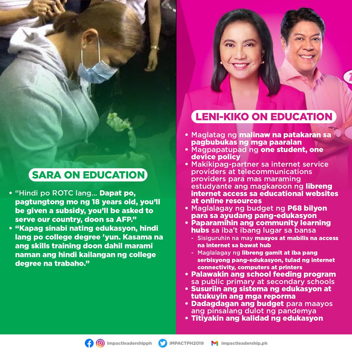JUXTAPOSED: Plans of Sara Duterte and the #LeniKiko2022 tandem on education.

Duterte has agreed to be the Secretary of the Department of Education (DepEd), Ferdinand Marcos Jr. announced on Wednesday, May 11.
