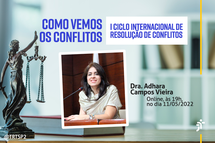 trtsp2's tweet photo. “Como vemos os conflitos’ é a #palestra, gratuita, on- line, com Adhara Campos Vieira, do #CSJT, às 19h, hoje. Luiz Travain, Diretor do NUPEMEC - JT2 do #TRT2, é um dos coordenadores do projeto
Inscreva-se na página do projeto: https://t.co/nwsaYyyKlO
#Conciliação #PraCegoVer https://t.co/hZ2GRI9VsD