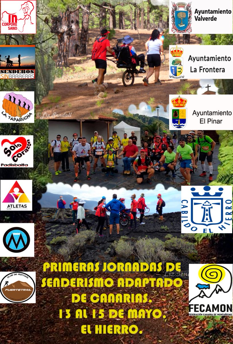 IncorpsanHierro's tweet photo. Nos alegra anunciar que el próximo fin de semana del 13 al 15 de mayo, se celebrarán las primeras jornadas de senderismo adaptado de Canarias. 
Con Montaña Para Todos, Atletas Sin Fronteras, Senderos sin barreras, FuerteTrail, Asociación Padisbalta y La Taparucha #Joëlette https://t.co/jymuFCZsGM