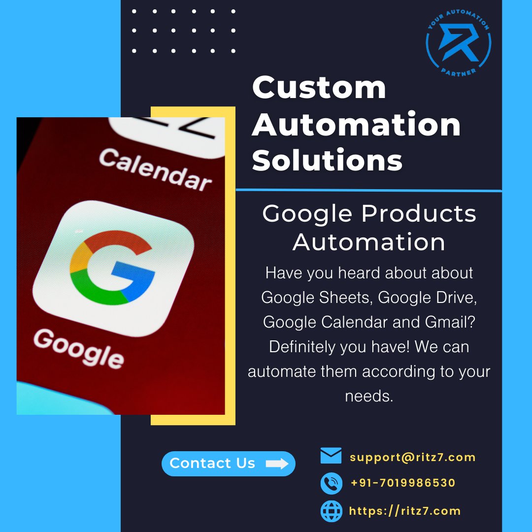 ritz7hq's tweet image. We are available for you in our DMs. 😉
#ritz7 #googleautomation #googlesolutions #gmailautomation #googlecalendartips #googledrive #googlesheets #webdevelopment #userinterfacedesigner #webdesigntips #webdevelopers #nocode #nocodedependency #nocodedevelopment