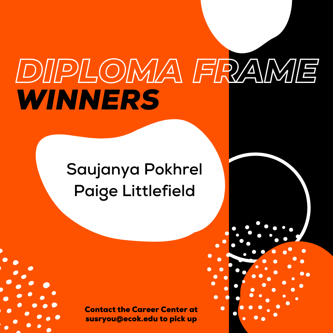 Thank you to the Spring Graduates that completed the First Destination Survey before or on graduation day! Survey is still open so let us know what you're doing ecok.joinhandshake.com Congrats to our Winners!!