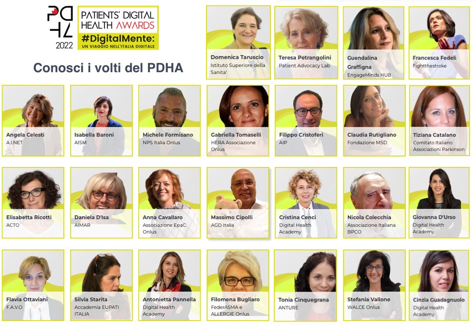 DigHealthAca's tweet photo. Oltre 40 #AssociazioniPazienti a lavoro per scegliere le migliori innovazioni per la salute in Italia!
Scopri la Giuria e i dettagli dell'edizione 4 del premio Patients' #DigitalHealth Awards - #DigitalMente: un viaggio nell'Italia digitale 👉https://t.co/cq0djRNaRm
📌 #PDHA22 https://t.co/30zsui9BFO