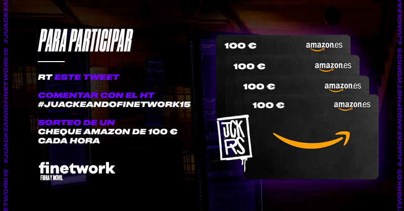 finetwork's tweet image. ¡Este Juackeo no acaba! 🔥

💥💥SORTEO DE 5 CHEQUES AMAZON DE 100€ CADA HORA💥💥

Para participar:

1. RT este tweet
2. Comentar con el HT #JuackeandoFinetwork15

¡¡Mucha suerte a todos!!!

A las 13h, 14h, 15h, 16h y 17h en punto habrá ganador/a.

¡¡VAMOS!!