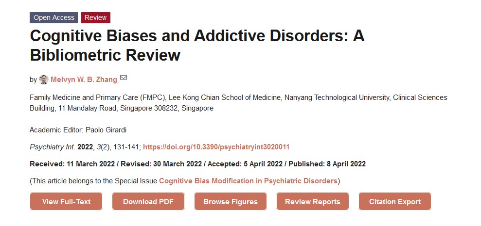 #PsychiatryintInterestingPaper

#Psychiatry

Cognitive Biases and Addictive Disorders: A Bibliometric Review 

More at: mdpi.com/2673-5318/3/2/…

#CognitiveBiases    #AddictiveDisorders

<a href="/MDPIOpenAccess/">MDPI</a>