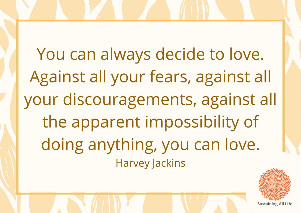 Your can always decide to love. Against all your fears, against all your discouragements, against all the apparent impossibility of doing anything, you can love. - Harvey Jackins

#Love #climatejustice #UnitedtoEndRacism   #climateaction  #climatecrisis #SustainingAllLife #Hope