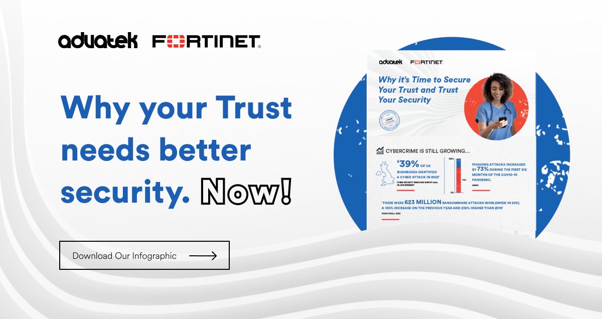 advatek's tweet photo. Cybercrime within the NHS is on the rise.  

Read our infographic now, to find out why you urgently need to ensure your Trust is fully prepared for the inevitability of a breach and how you can ensure that your security is one step ahead of the hackers.
https://t.co/miLNJXFG3O https://t.co/H4ZRFv2XJW