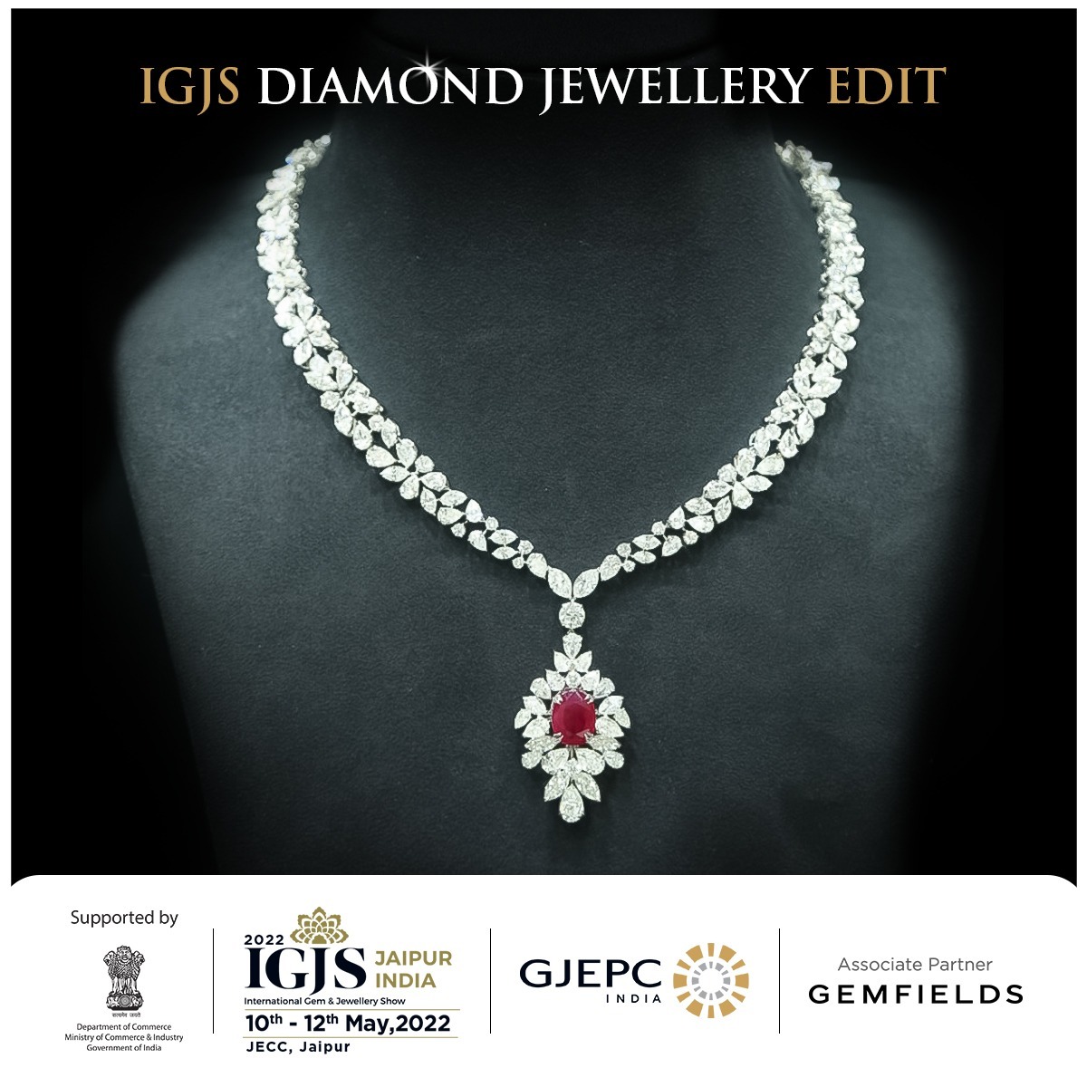 GJEPCIndia's tweet photo. Here's our pick at IGJS Jaipur from the Diamond Jewellery Section.
Two-row diamond necklace beautified with Burmese ruby pendant by Manoj Ornaments.
@ManojOrnaments
@GemfieldsLtd
#IGJS #Exhibition #InternationalExhibition #JewelleryShow #Gems #Jewellery #IndianJewellery #Jaipur https://t.co/cb4rMf4ATX