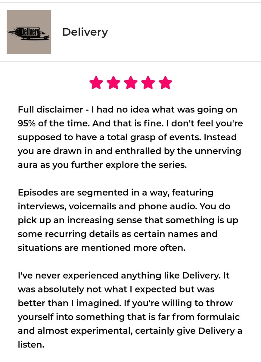 deliverypod13's tweet image. Very insightful and generous review. 
Huge thanks to the kind soul who took  the time. 

#horror #audiodrama #podreview