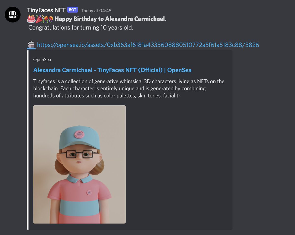 0xPed's tweet photo. Today is Alexandra Carmichael's birthday 🎂🎉🎊 

I love that about @TinyFacesNFT https://t.co/uz5YoVCXNV
