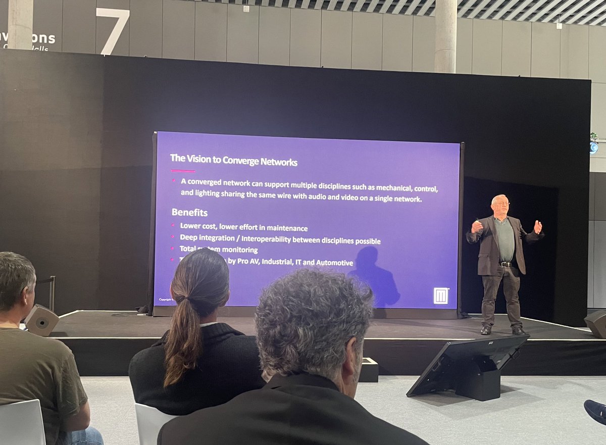 gregschlechter's tweet photo. Henning Kaltheuner speaking on converged networks in ProAV at #ISE22 @Avnu_Alliance https://t.co/EE2HJxi6zy