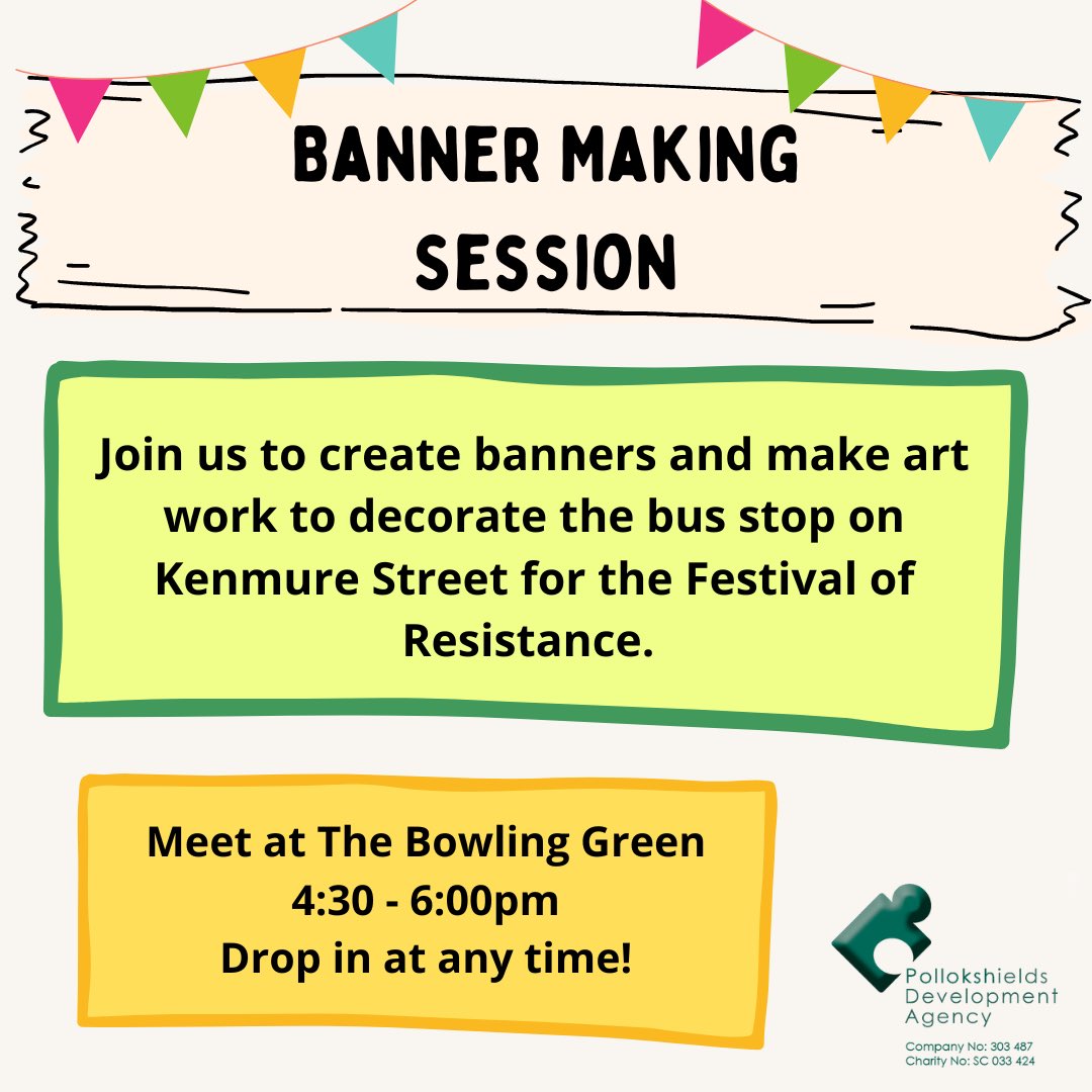 Pollokshields Development Agency (@pda_glasgow) on Twitter photo Don't forget our banner making session is tonight in preparation for the Festival of Resistance this Saturday organised by <a href="/GovanhillBaths/">Govanhill Baths</a> and <a href="/Poll_Trust/">Mr. Charles Martin</a> Don't forget our banner making session is tonight in preparation for the Festival of Resistance this Saturday organised by <a href="/GovanhillBaths/">Govanhill Baths</a> and <a href="/Poll_Trust/">Mr. Charles Martin</a>