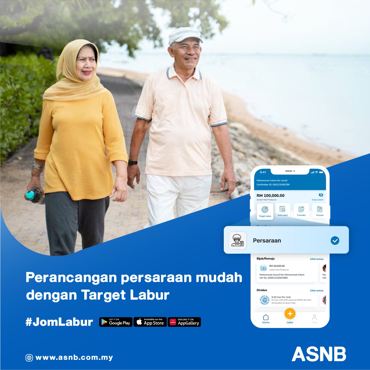 ASNBmy_official's tweet photo. Adakah anda sudah menyimpan untuk persaraan?
Dengan Target Labur di aplikasi myASNB, anda boleh menetapkan matlamat pelaburan untuk tabung persaraan.

Mulakan pelaburan untuk persaraan anda hari ini.

Info lanjut: https://t.co/0lUw2ts95T

#TargetLabur #Jomlabur https://t.co/ejjRVOjIrS