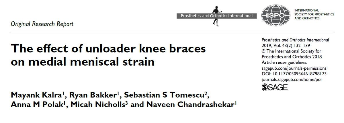 MPearsonPO's tweet photo. Can medial unloader braces can be used to reduce strain on medial meniscus following injury❓

Short review of study:

The effect of unloader knee braces on medial meniscal strain. Kalra et al. 2019.

1/6 🧵 https://t.co/iRTsDesr7m