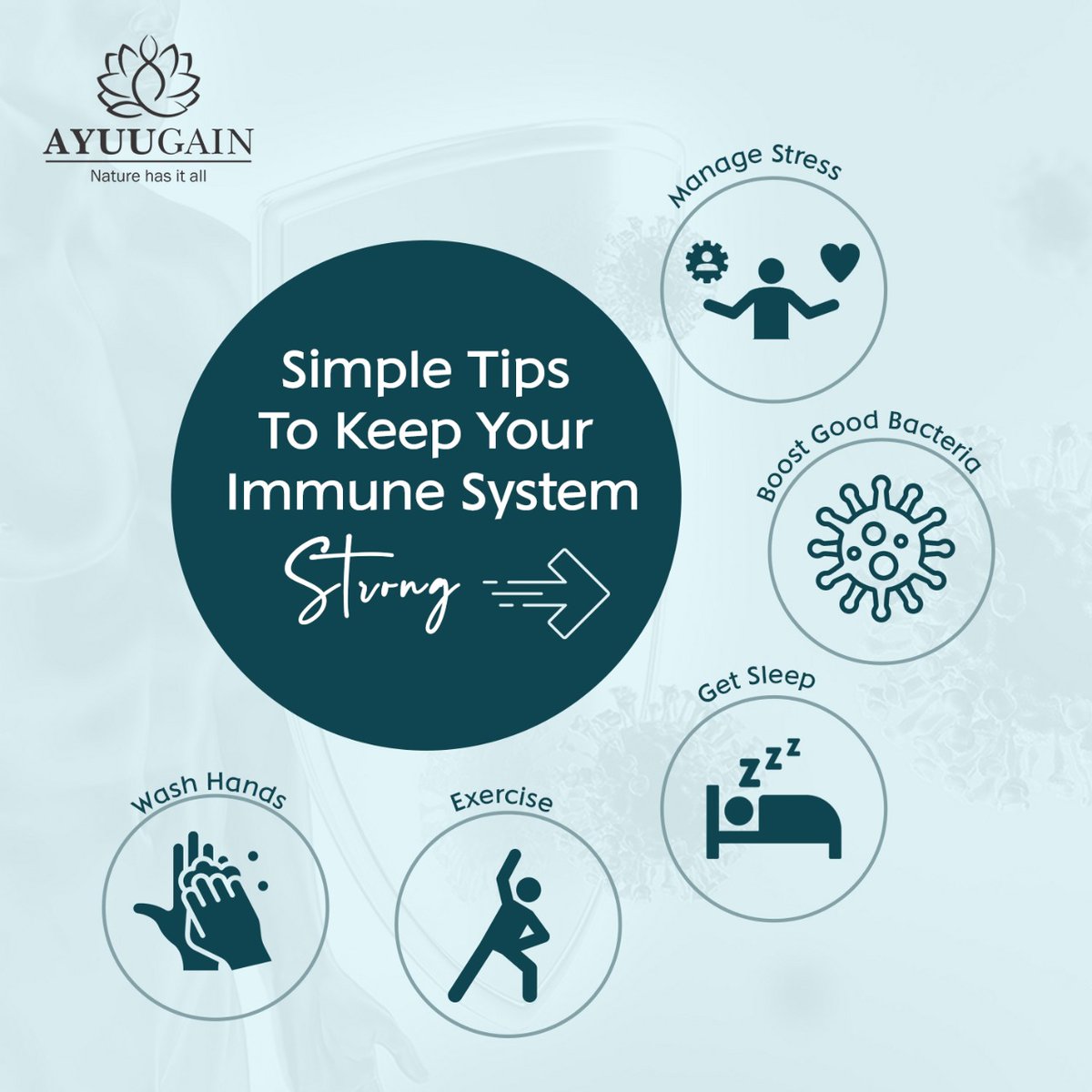 Ayuugain_'s tweet photo. Sometimes, you would think... how to make your body strong enough to fight off illnesses?
Stronger immunity is the answer...
#HealthyImmunity helps in protecting you against the disease-causing through microorganisms.
Look at some basic steps to keep your #immunitysystem strong. https://t.co/k46MXJg6R0