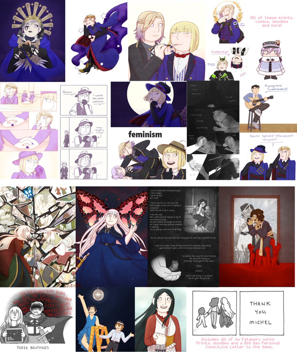And lastly, some prints I am considering making but am unsure of, followed my examples of works for potential Pomefiore and Fatamoru zines. If any of these garner enough interest, I will make them! 🥰
3/3