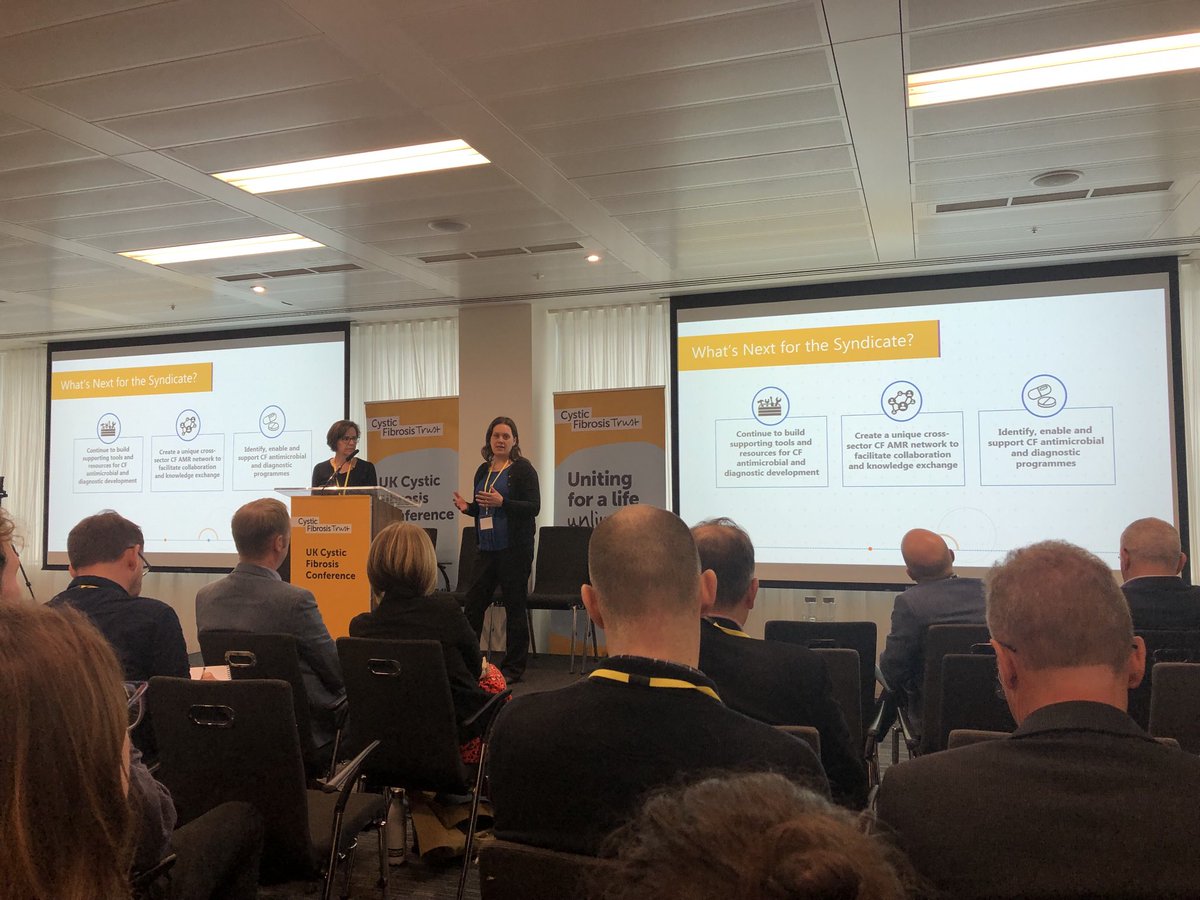 Concon9313's tweet image. At #UKCFC, Dr Bev Isherwood &amp;amp; Paula Sommer giving an overview of  the CF AMR Syndicate who are building a network of collaborators bringing them together to find new antibiotic therapies and tackle #amr ⁦@cftrust⁩ ⁦@MedDiscCat⁩