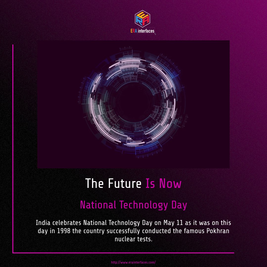 erainterfaces's tweet photo. Technology holds the power to change the future. With the development of technology, we have achieved the impossible!
 Happy National Technology Day 2022.

#nationaltechnologyday #technology #national #knowledge #technologyday2022 #TechnologyDay
#erainterfaces https://t.co/kZ1vnndNo0