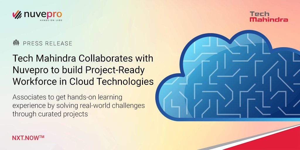 tech_mahindra's tweet photo. We are extremely delighted to collaborate with @Nuvepro to build project ready workforce in cloud technologies.
Know More:
https://t.co/tAs7qckjUv
#NxtNow #Cloud #Workforce #Upskill https://t.co/ehqTsqHSHM