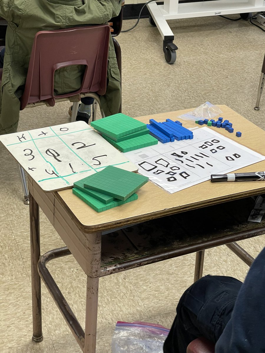 PFrancisNTN's tweet photo. Wednesday workings…
Students at #BarnabyManor worked to add 3-digit numbers. They wrote the addends, created the numbers with base ten blocks and found the sum.
@NTNMATH @PGCPSK5Math #manipulatives #discourse #growth #coteaching #paraprofessionalsupport #mathcoachchronicles https://t.co/i4DH38FEu1