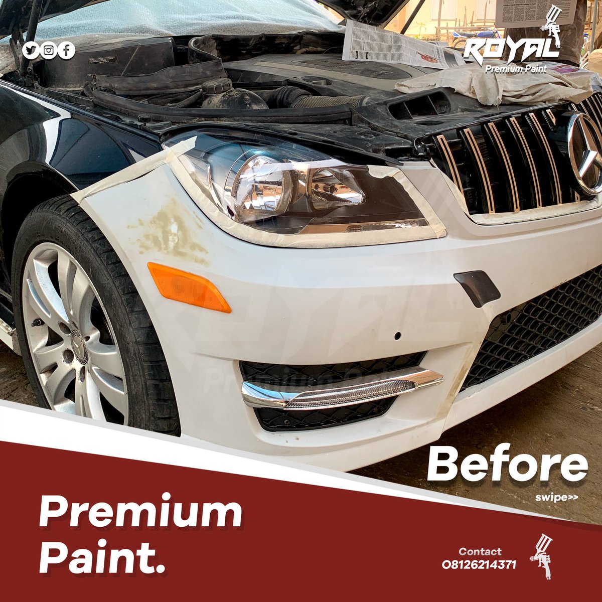 PremiumPaints's tweet photo. RT please. This is my hustle support a brother and RT. C300 2010 basic body and bumper paint job. https://t.co/BcnsVZTwjX