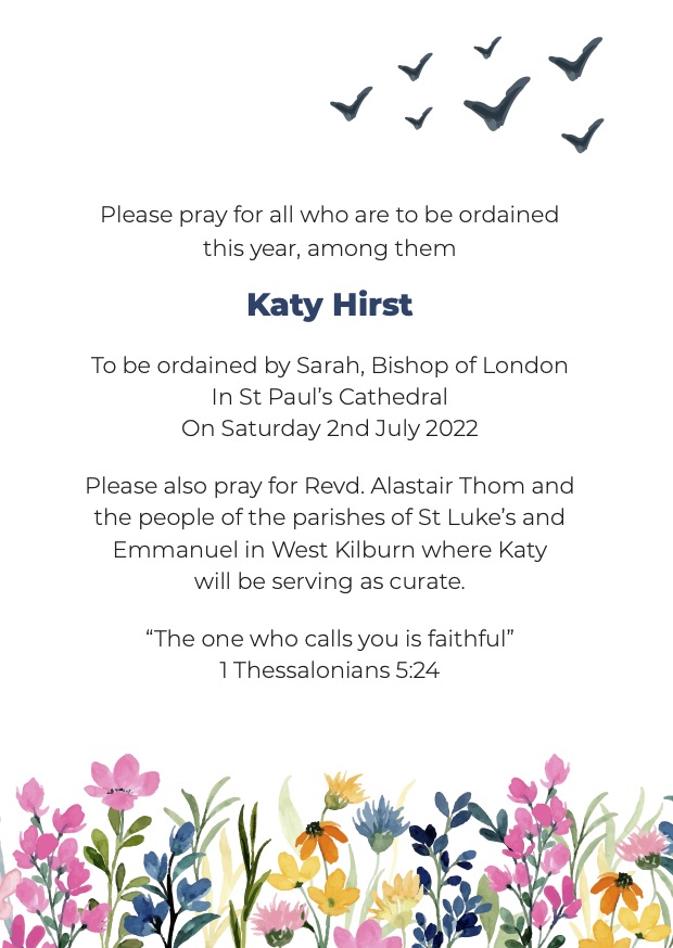 katyhirst's tweet photo. I'm getting ordained in just under two months as a #curate in the @churchofengland and @area_two of @dioceseoflondon! If you pray, please do pray for me. If not, please send good vibes. If you would like one of these Ember cards posted to you please dm me. #ordination https://t.co/s4jn5yLMRM