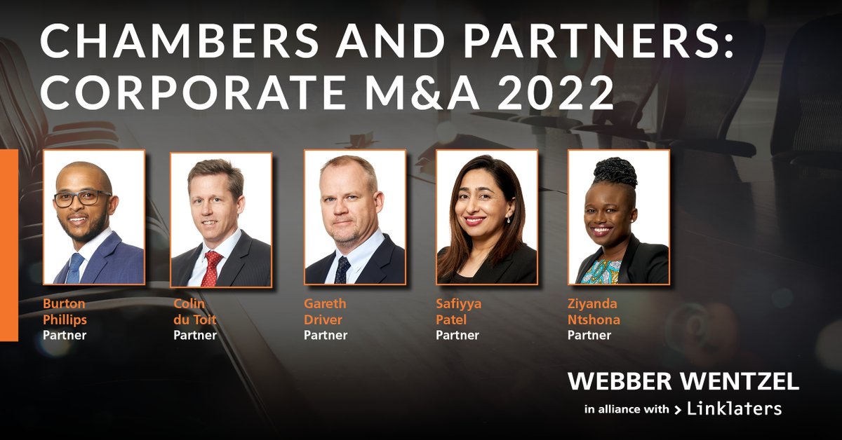 webberwentzel's tweet photo. We've contributed to @ChambersGuides Corporate M&amp;A 2022 Trends &amp; Developments guide. It focuses on how M&amp;A activity intensified in SA in 2021, key trends seen in 2021.

Authors: @burtphill, Colin du Toit, Gareth Driver, @safiyyapatel &amp; Ziyanda Ntshona

🔗 https://t.co/s8RT4djp57 https://t.co/XuRtAkqcLJ