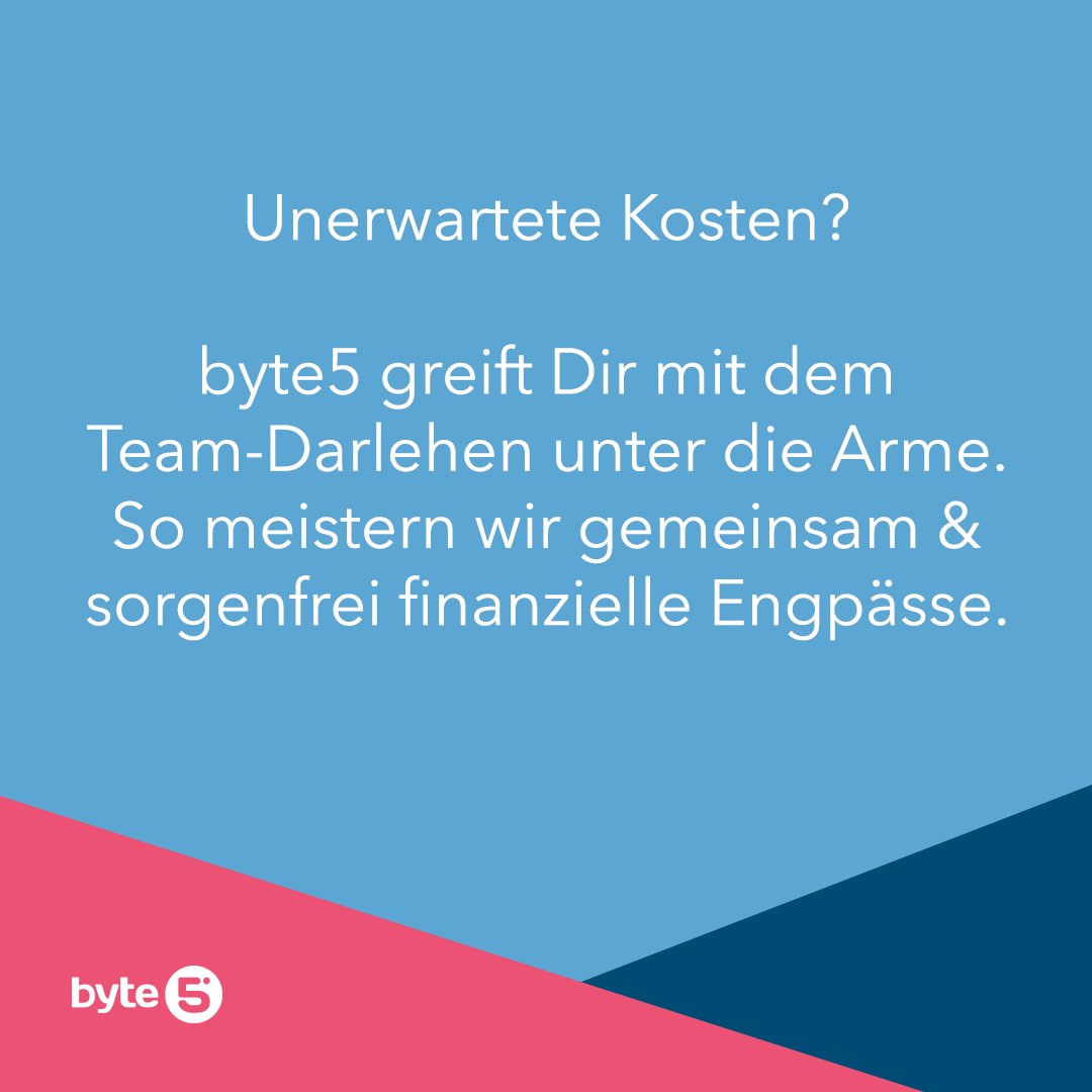 byte5's tweet image. Hohe Nebenkosten durch steigende Energiepreise, eine kaputte Waschmaschine oder ungeplante Ausgaben für den Familienzuwachs? 💸🫣 
Mit dem unkomplizierten Team-Darlehen greift #byte5 seinen Mitarbeiter:innen unter die Arme, wenn es finanziell einmal nicht rundläuft.🤝🏽#benefit
