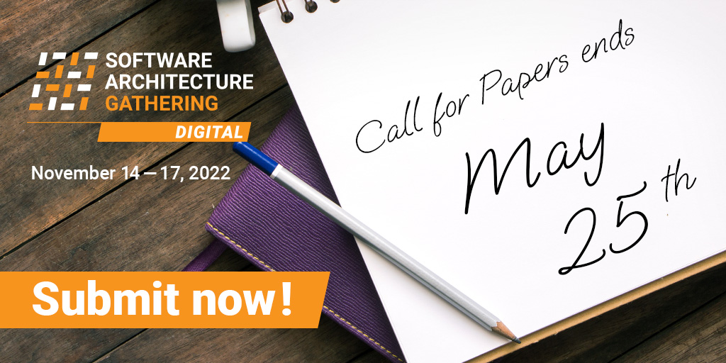sag_conference's tweet photo. Only two weeks left... The #callforpapers for the next @sag_conference - Digital from Nov 14-17 ends May 25! We are looking forward to your proposals for sessions and workshops: https://t.co/fUdqTn9AVm
#SAGconf #softwarearchitecturegathering #softwarearchitecture #conference https://t.co/AF50NoSF6s