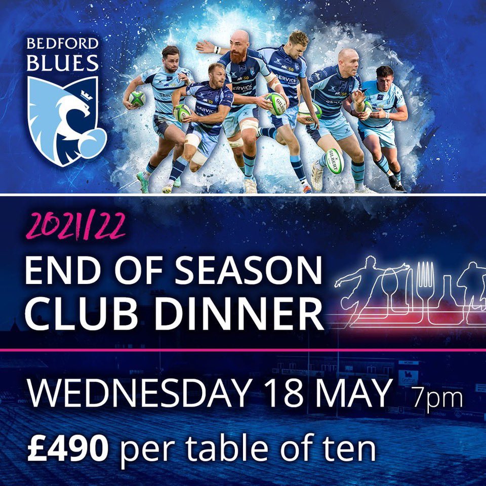 🍾 𝐁𝐥𝐮𝐞𝐬 𝐄𝐧𝐝 𝐨𝐟 𝐒𝐞𝐚𝐬𝐨𝐧 𝐃𝐢𝐧𝐧𝐞𝐫 🍴

🤝 Fancy joining us at GR next week as we toast the 21/22 campaign with one final hurrah in the Blues Marquee? 🎪 

📧 Contact us to book places ➡️ bit.ly/EndSeas22

#BluesFamily #BedfordisBlue