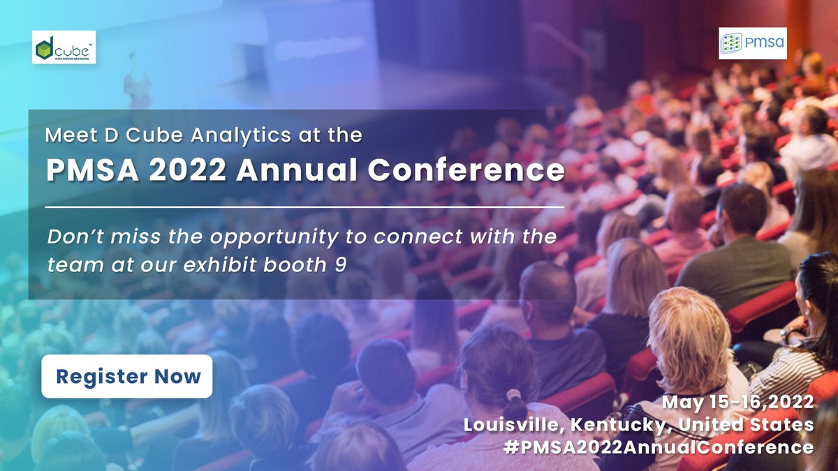 DCubeAnalytics's tweet photo. #DCubeAnalytics will be leading insightful poster presentations.

Don’t miss this opportunity, Register Now - https://t.co/vdjcpatKOC and join us at the PMSA 2022 Annual Conference to learn more!

#PMSAConference #PMSA2022 #PMSA_2022_WomenInAnalytics https://t.co/ql7yCKuafp