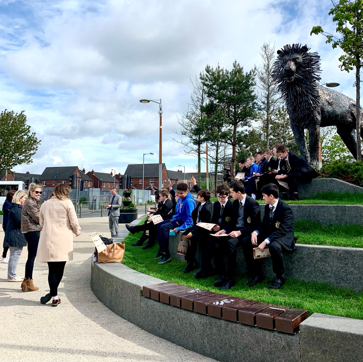 's tweet image. We're with @EastSidePship &amp;amp; @ConnsGreenway at CS Lewis Sq today. Our Community Awards funding has supported their programme engaging local schools with outdoor education &amp;amp; the environment. Great to see young people enjoying learning outside 🌳