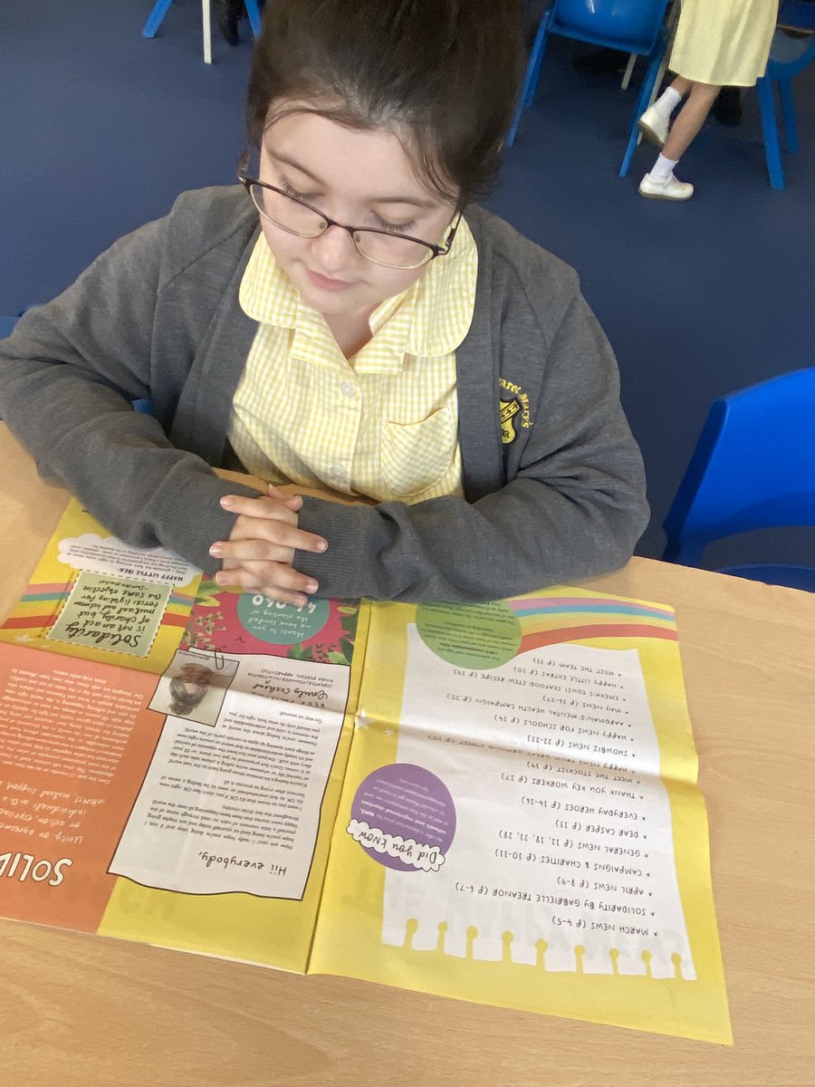 smmjjnr's tweet photo. The children in 5KN have loved reading the @HappyNewspaper_ in preparation for writing their own newspaper next week! 📰📝✨ #SMMJEnglish #NewspaperWriting https://t.co/GBg0PUl540