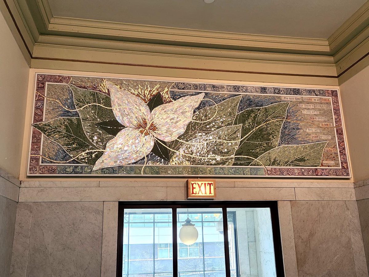 mrs_kryan's tweet photo. Mr. Beltrondo’s ceramics students created the relief tiles that make up the border of this mosaic sculpture created by artist Bonnie Cohen. This piece is now permanently on display at the Summit County Courthouse. @AkronNorthHS @akronschools #wepointnorth https://t.co/4hZb9gJsNd