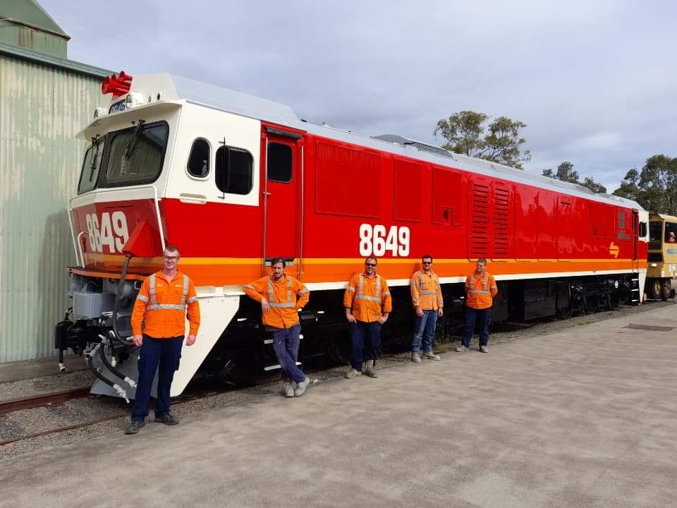8649 ON THE MOVE!
For those interested in some heritage candy action, this Sat May 14 will see the return of freshly painted 8649 to Sydney! Indicative times:
Broadmeadow Yard 1330
Fassifern 1348
Morrisset 1405 
Gosford 1436 
Cowan 1512
Hornsby 1526
Epping 1540
Enfield 1624